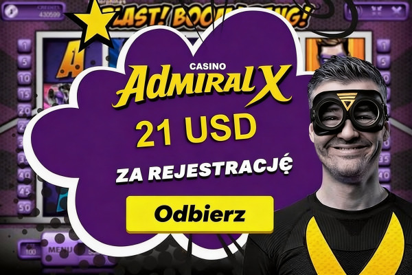 Obraz dla Bonus bez depozytu 21$ dla nowych graczy w Admiral-X Obraz dla Bonus bez depozytu 21$ dla nowych graczy w Admiral-X